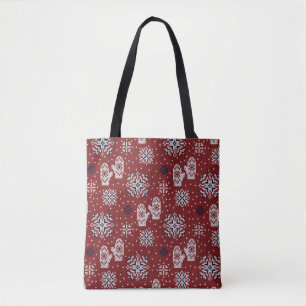 Knitted Winter Christmas Decorative Pattern Tote Bag