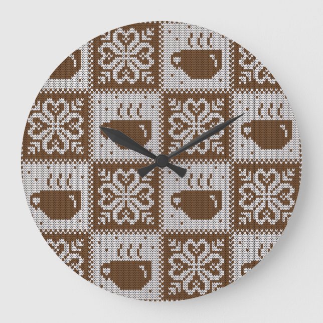 Knitted winter cups: hot beverage pattern. large clock (Front)