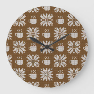 Knitted Winter: Decorative Tea Cups Large Clock