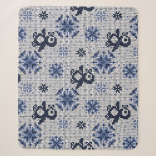 Knitted Winter Penguins Decorative Pattern Sherpa Blanket