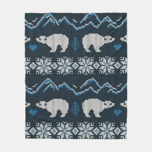 Knitted winter vintage seamless decorative pattern fleece blanket