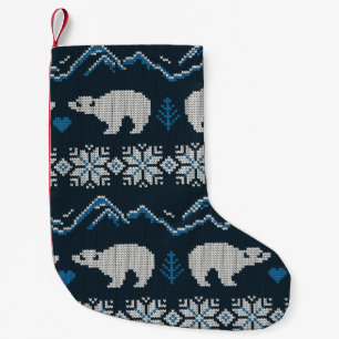 Knitted winter vintage seamless decorative pattern small christmas stocking