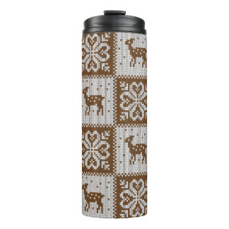 Knitted winter vintage seamless decorative pattern thermal tumbler