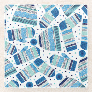 Knitted Winterwear: Cosy Seamless Pattern. Glass Coaster