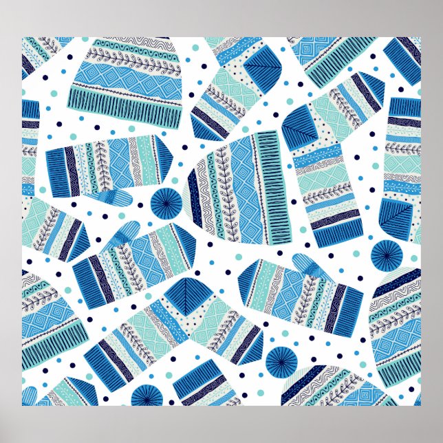 Knitted Winterwear: Cosy Seamless Pattern. Poster (Front)