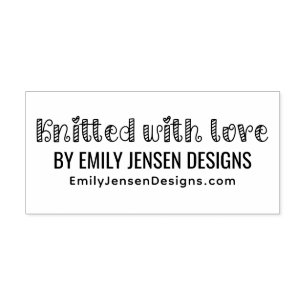 Knitted with Love #1 Business Name Website URL Self-inking Stamp