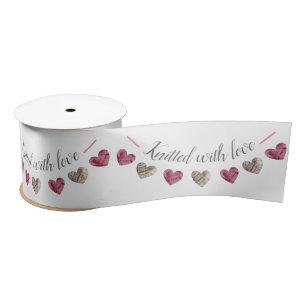 "Knitted with love" hand made presents Satin Ribbon