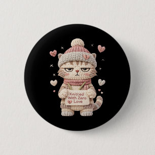 Knitted With Zero Love Funny Anti Valentine Introv 6 Cm Round Badge
