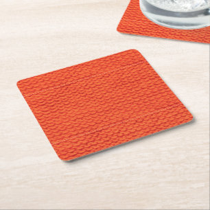 Knitted wool pattern square paper coaster
