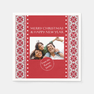 Knitted Xmas Red/White Napkin