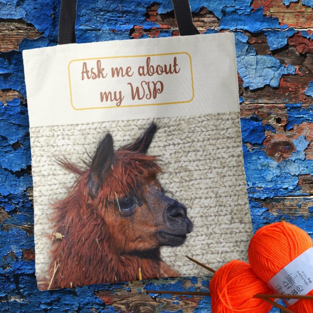 Knitter Alpaca Custom WIP Saying Project Tote Bag (Creator Uploaded)