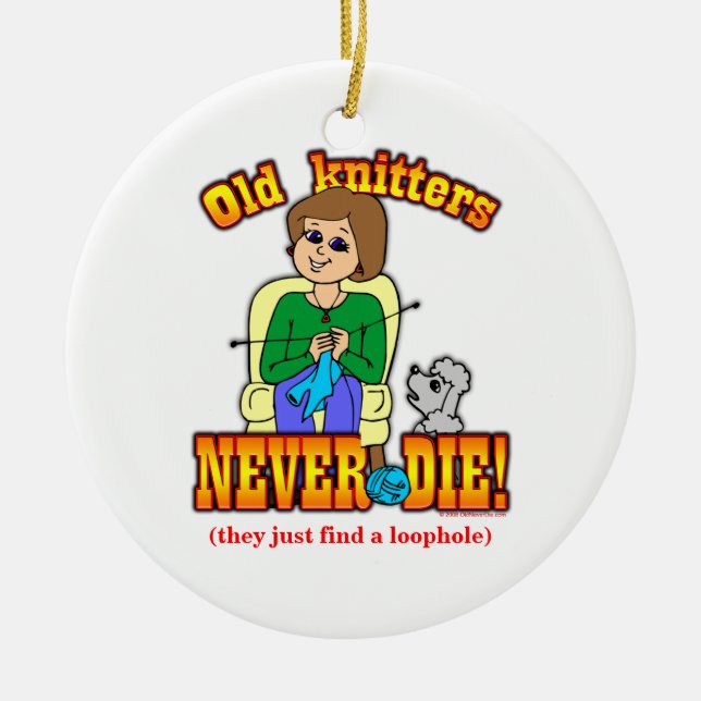 Knitter Ceramic Tree Decoration (Front)