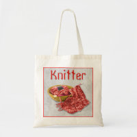 Knitter - Hand Knit red Chenille Yarn