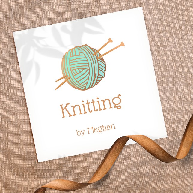 Knitters Knitting Yarn Ball Logo Square Business Card (Creator Uploaded)
