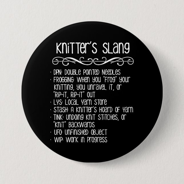 Knitter's Slang Funny Knitting 7.5 Cm Round Badge (Front)