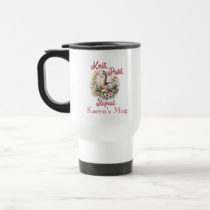 Knitting Alpaca Travel Mug