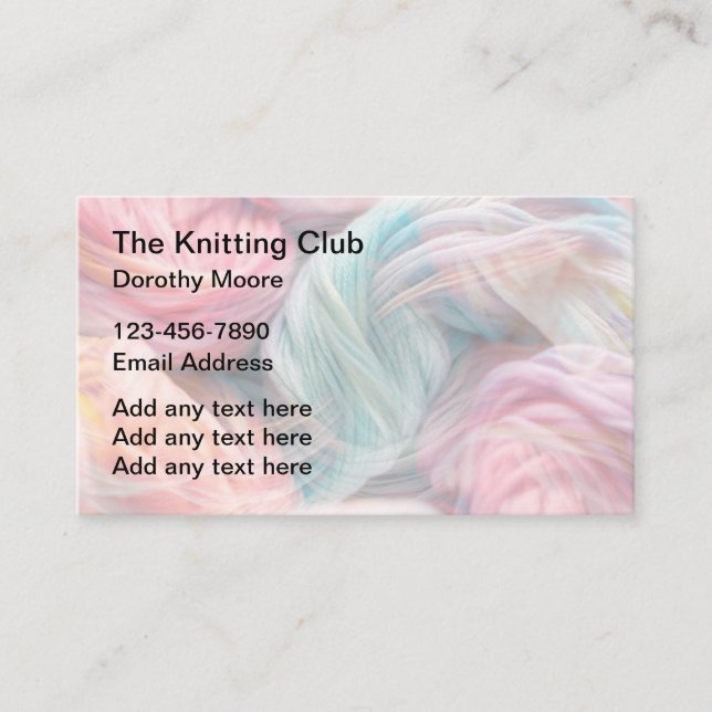 Knitting And Crafts Theme Business Cards (Front)