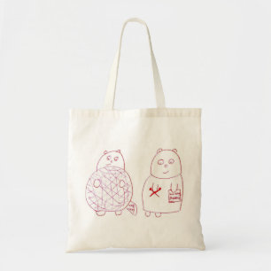 Knitting Bear and Cub with Ball of Wool Tote Bag