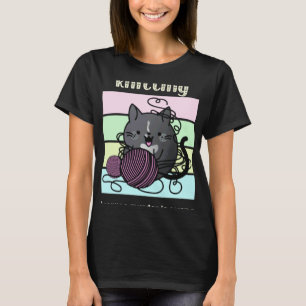 Knitting Because Murder is Wrong Black Tuxedo Cat T-Shirt