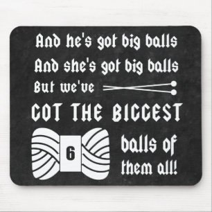 Knitting • Big Balls of Yarn Crafts Dark Mouse Pad