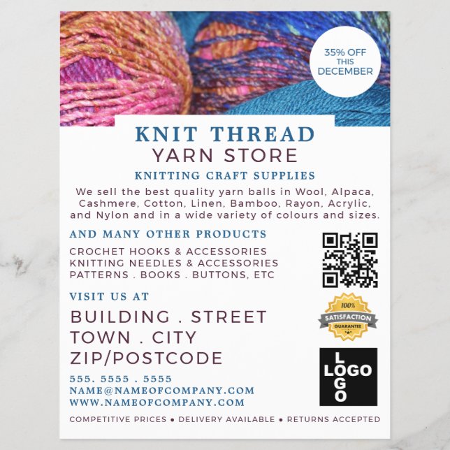 Knitting Bundles, Knitting Store, Yarn Store Flyer (Front)