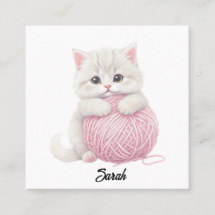 Knitting Business Card Kitten Yarn Play Time