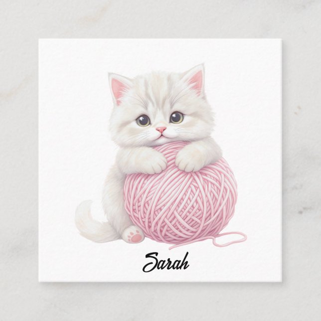 Knitting Business Card | Kitten Yarn Play Time (Front)