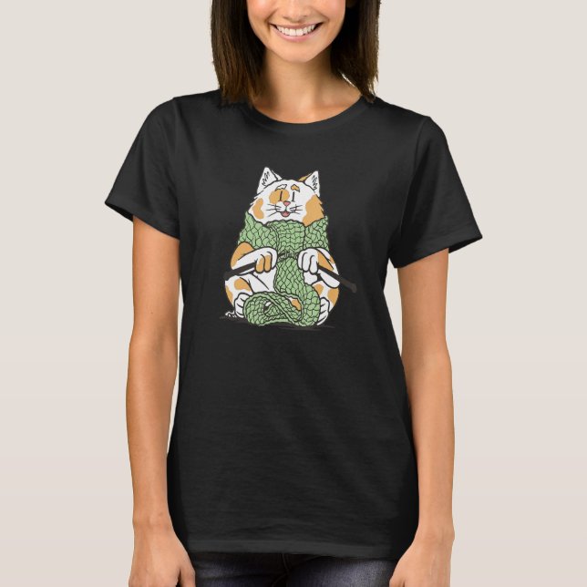 Knitting Cat Mum Cute Kitten T-Shirt (Front)