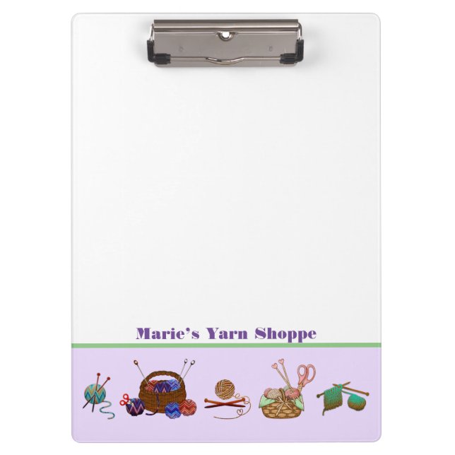 Knitting Charts Yarn Arts Graph Notebook Clipboard (Front)