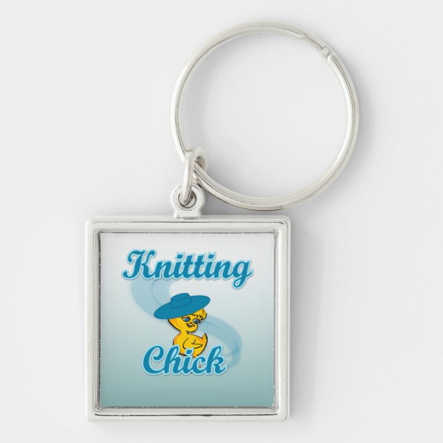 Knitting Chick #3 Key Ring (Front)