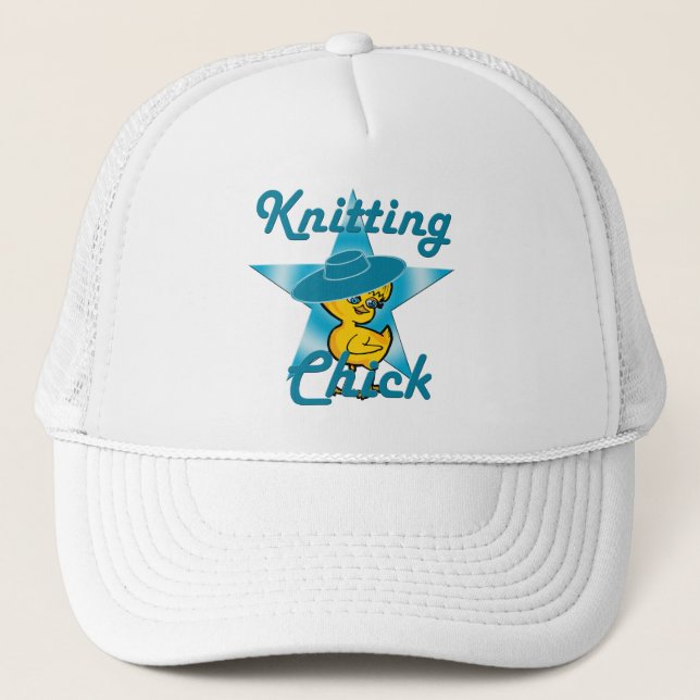 Knitting Chick #7 Trucker Hat (Front)