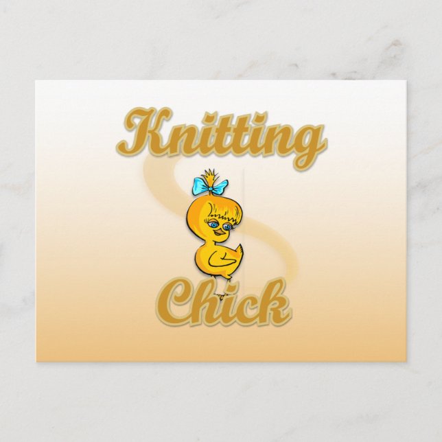 Knitting Chick Postcard (Front)