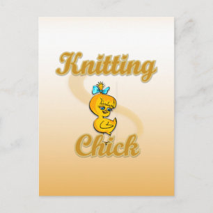 Knitting Chick Postcard