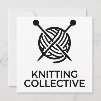 Knitting Collective Black Logo Minimalist Knitting Invitation