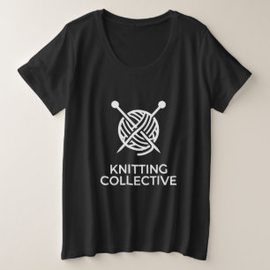 Knitting Collective White Minimalist Knitting Logo Plus Size T-Shirt