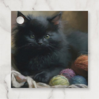 Knitting Companion Black Kitten With Yarn Favour Tags