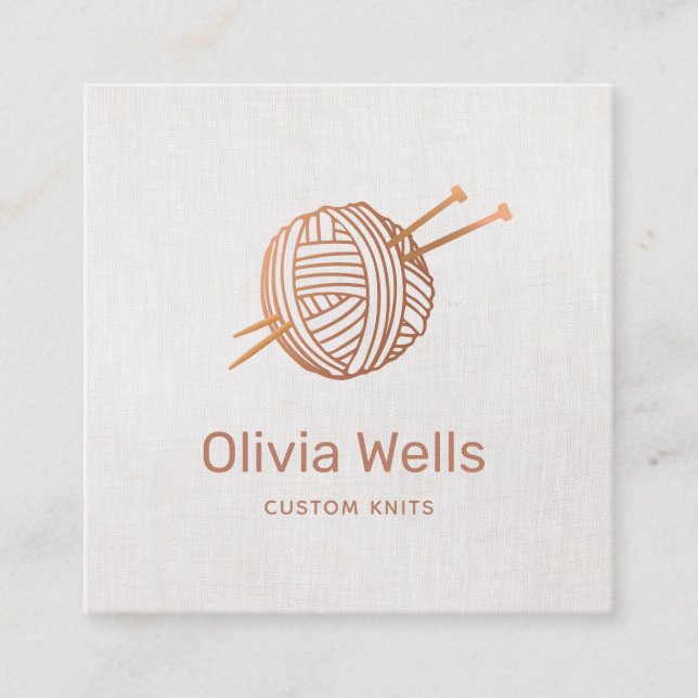 Knitting Crochet Ball Square Business Card (Front)