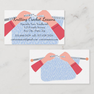 Knitting & Crochet Lessons Instructor Business Car Card