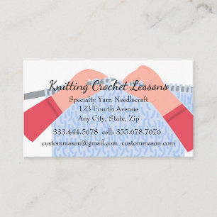 Knitting & Crochet Lessons Instructor   Business Card