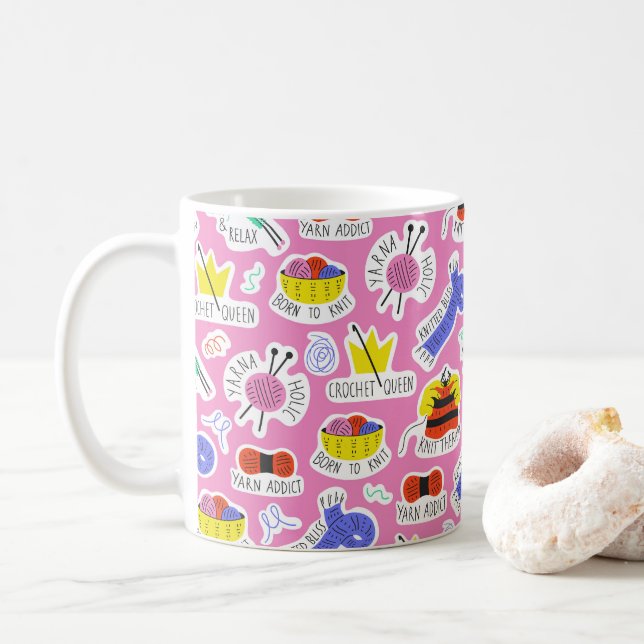 Knitting Crochet Love Coffee Mug (With Donut)