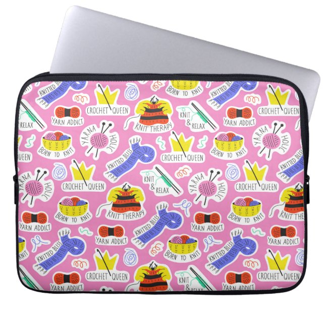 Knitting Crochet Love Laptop Sleeve (Front)
