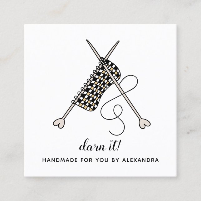 Knitting Crochet Needle Handmade Business Card  (Front)