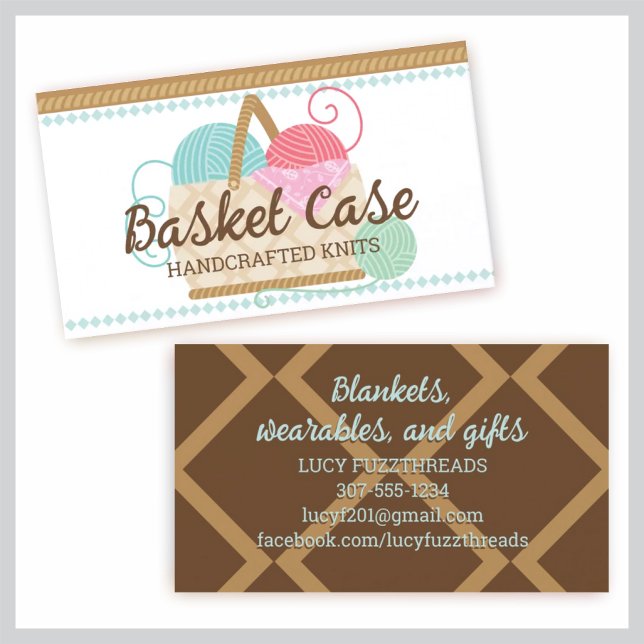 Knitting crochet yarn basket crafts hobbies business card (Creator Uploaded)