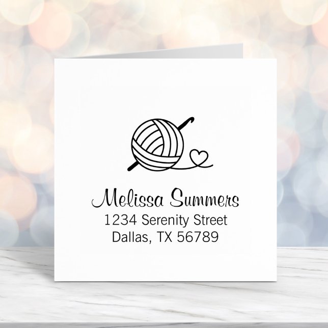Knitting Crocheting Yarn Address Self-inking Stamp (Creator Uploaded)