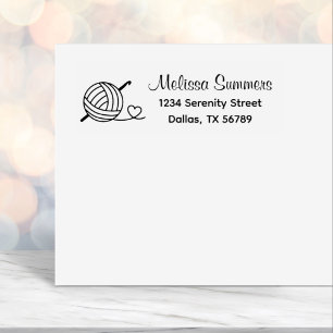 Knitting Crocheting Yarn Address Self-inking Stamp