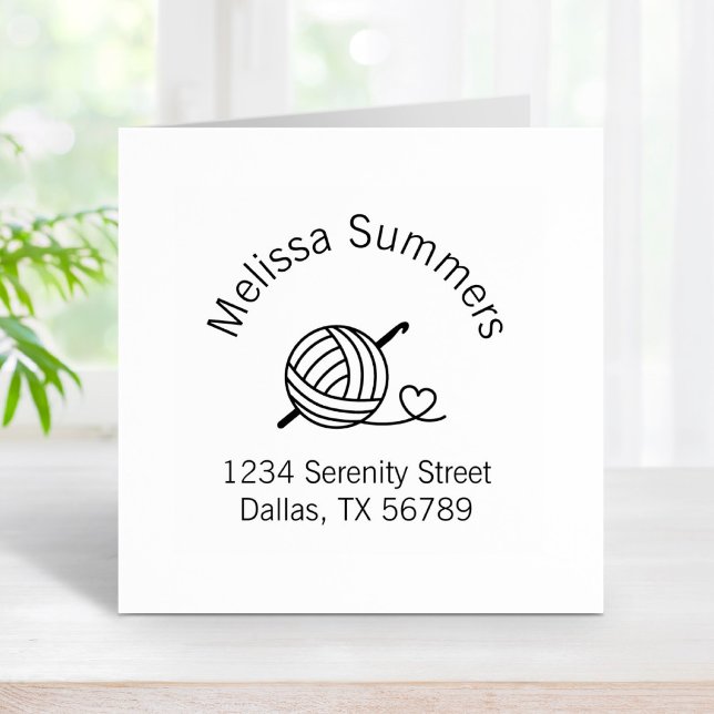 Knitting Crocheting Yarn Arch Address Rubber Stamp (Creator Uploaded)