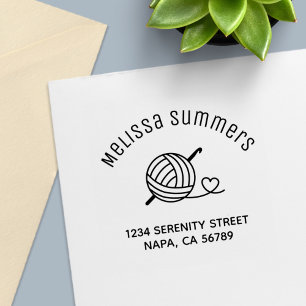 Knitting Crocheting Yarn Arch Address Self-inking Stamp