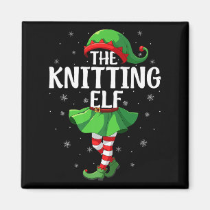 Knitting Elf Christmas Girls Women Elf Squad Xmas  Magnet