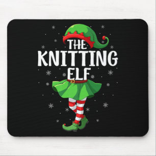Knitting Elf Christmas Girls Women Elf Squad Xmas  Mouse Pad