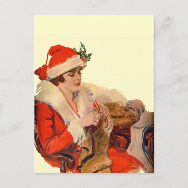 Knitting for Christmas Holiday Postcard (Front)